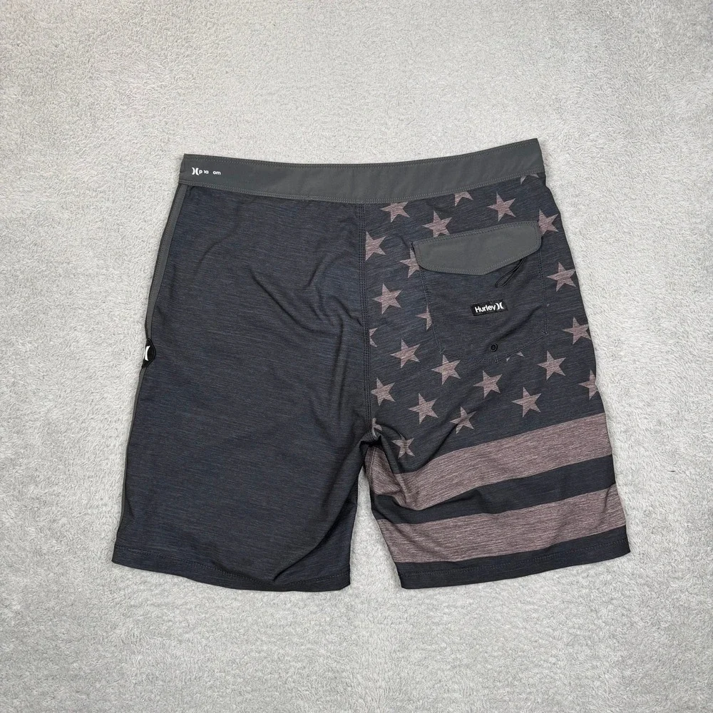 Hurley Phantom Mens 33 Board Shorts Dark Grey Stars Stripes Americana CJ5256‎